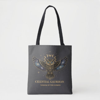 Celestial Owl Cosmic Guardian Tote Bag