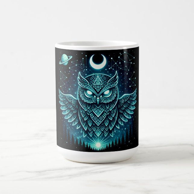 Celestial Owl – Cosmic Wisdom Wildlife Galaxy Coffee Mug (Center)