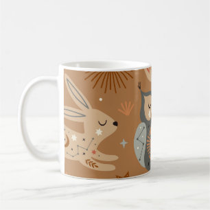 Celestial Owl & Hare: Mystic Pattern Coffee Mug