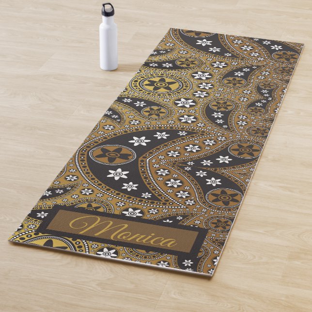 Celestial Paisley Floral Personalised Name Yoga Mat (In Situ)
