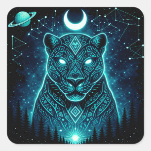 Celestial Panther – Cosmic Shadow Wildlife Galaxy  Square Sticker