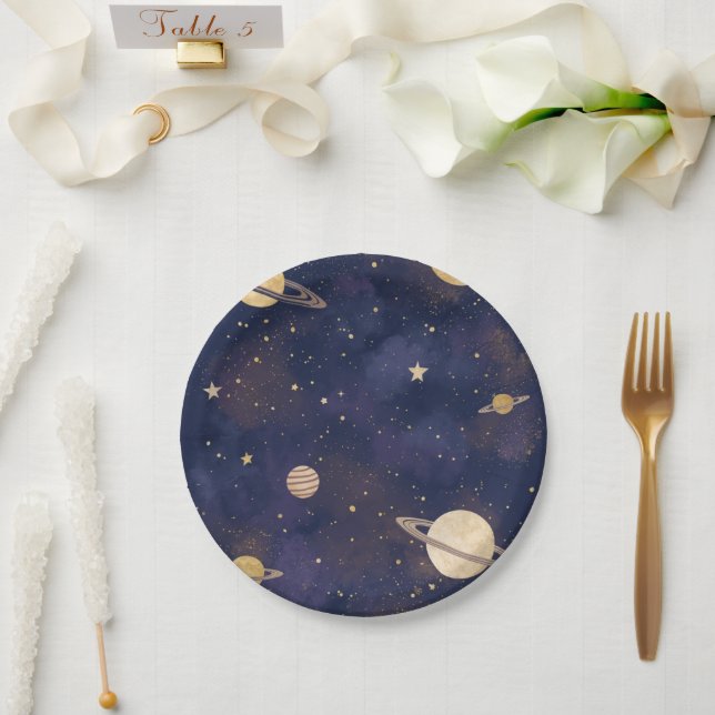Celestial Paper Plate – Stars & Moon Party Design (Wedding)