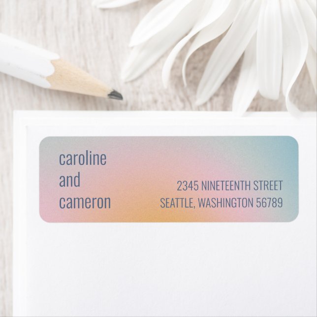 Celestial Pastel Blue Pink Gradient Return Address (Insitu)