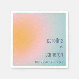 Celestial Pastel Blue Pink Grainy Gradient Wedding Napkin