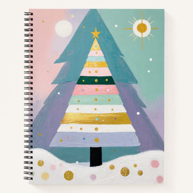 Celestial Pastel Christmas Tree Notebook (Front)