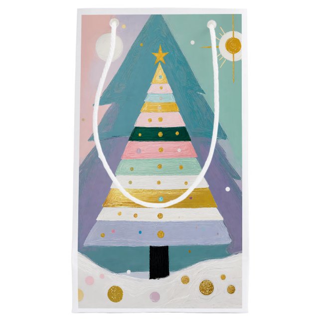 Celestial Pastel Christmas Tree Small Gift Bag (Front)