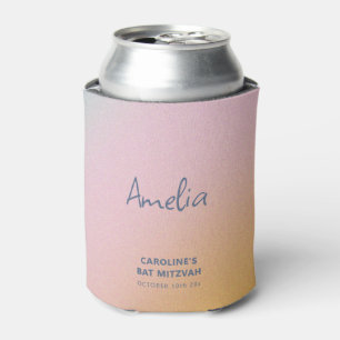 Celestial Pastel Gradient Bat Mitzvah Guest Name Can Cooler