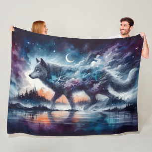 Celestial Pathways: The Moonwalker of Dusk Fleece Blanket