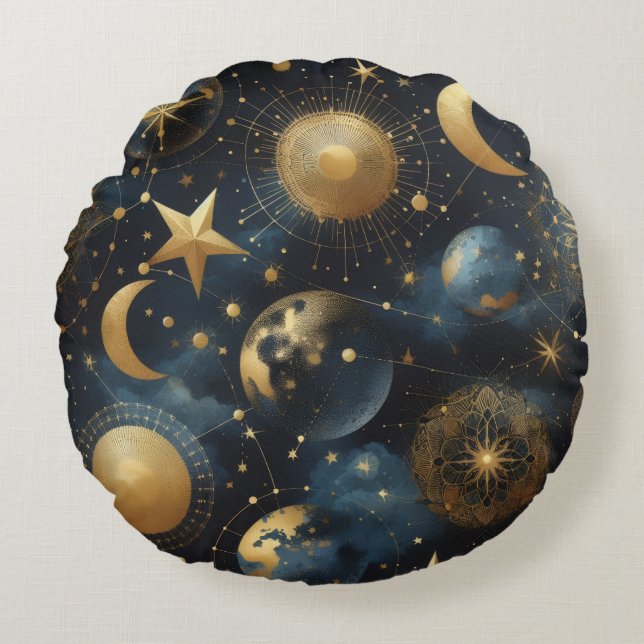 Celestial Pattern Round Cushion (Front)