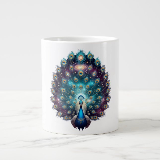 Celestial Peacock Cosmic Art Coffee Mug (Front)