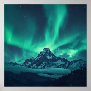 Celestial Peak – Customisable Northern Lights & Mo Poster