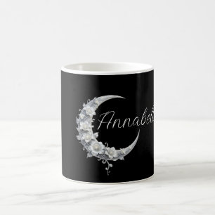 Celestial Personalised Moon Goddess Name on Black Coffee Mug