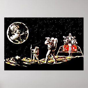 Celestial Perspective: Retro Moon View Poster