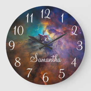 Celestial Photo Lagoon Nebula Personalised Large Clock