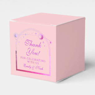 Celestial Pink Purple Sun Moon Stars Wedding Favour Box