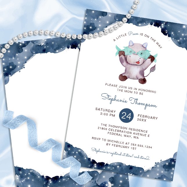 Celestial Pisces Astrology Sign Baby Shower Invitation (Celestial Pisces Astrology Sign Baby Shower Invitation)