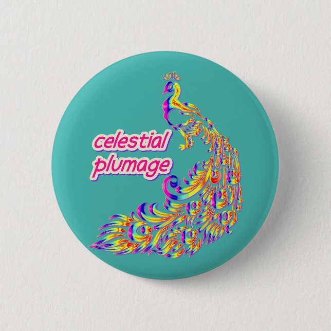 celestial plumage 6 cm round badge (Front)