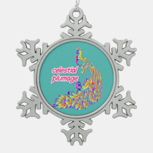 celestial plumage snowflake pewter christmas ornament