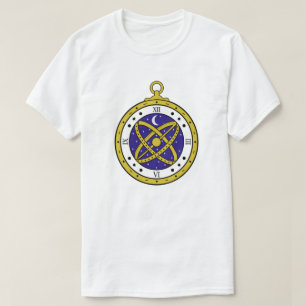 Celestial Pocket Watch Vector Graphic with Golden T-Shirt