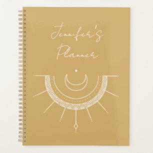 Celestial Pretty Yellow Sun Moon Personalised Planner