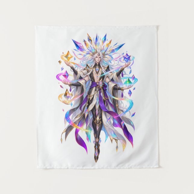 Celestial Prism Goddess Fantasy Wall Art Tapestry (Front)