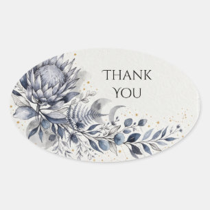 Celestial Protea Moon Wedding Thank You Sticker
