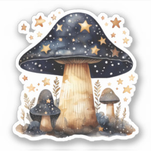 Celestial Psychedelic Mushroom Watercolor Artwork
