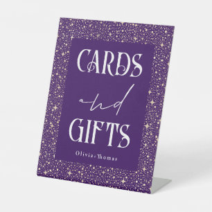 Celestial Purple Card and Gifts Wedding Pedestal Sign