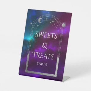 Celestial Purple Sweets and Treats Wedding Pedestal Sign