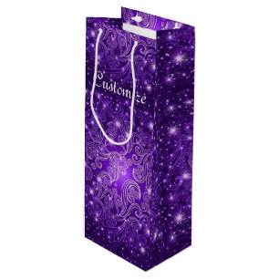 Celestial Purple Swirls & Stars Wine Gift Bag