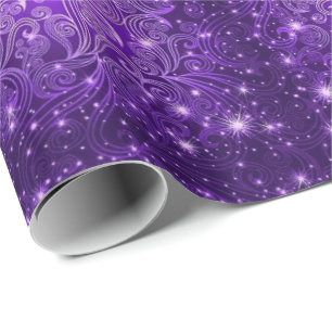 Celestial Purple Swirls & Stars Wrapping Paper