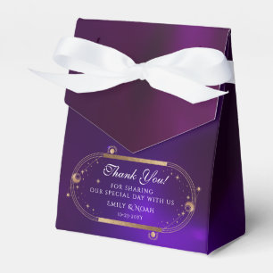 Celestial Purple Teal Gold Sun Moon Stars Wedding Favour Box