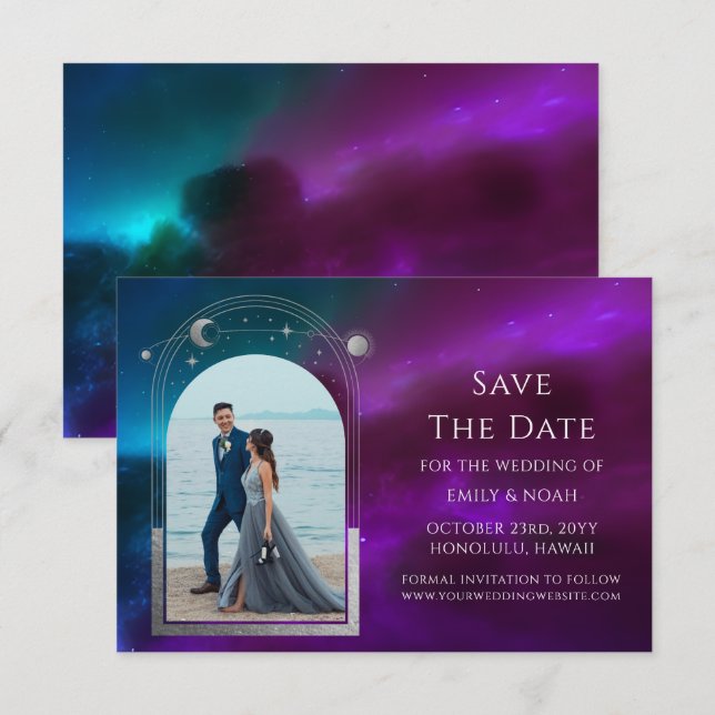 Celestial Purple Teal Save The Date (Front/Back)