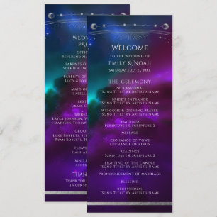 Celestial Purple Teal Silver Wedding Programme