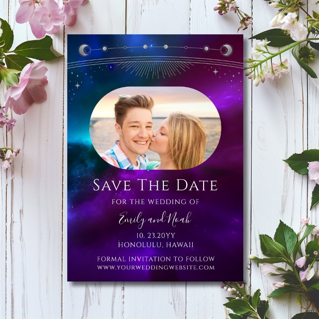 Celestial Purple Teal Sun Moon Save The Date (Creator Uploaded)