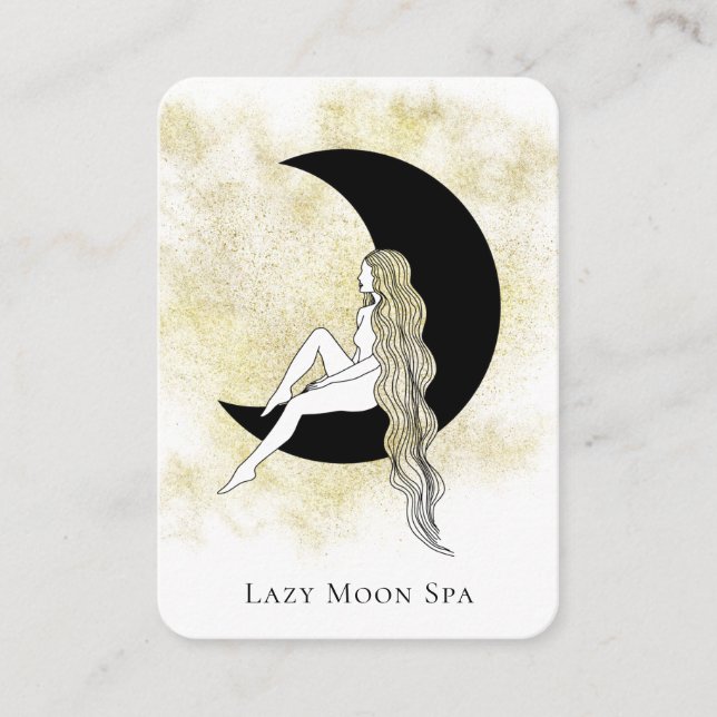 *~* Celestial QR code GODDESS Woman on Moon Business Card (Front)