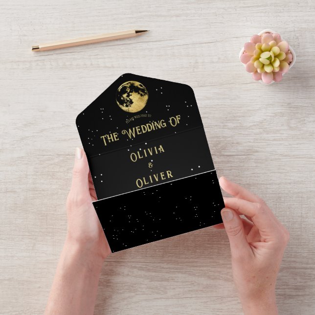 Celestial QR code wedding All In One Invitation (Video)