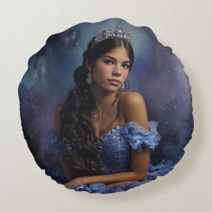 Celestial Quinceañera, custom Round Cushion