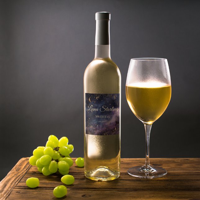 Celestial Quinceañera, custom Wine Label (Creator Uploaded)