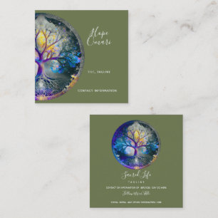 Celestial Radiance Tree of Life Square Business Card