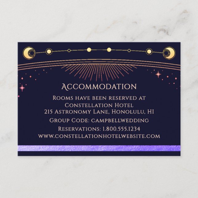 Celestial Rainbow Blue Galaxy Accommodation Enclosure Card (Front)