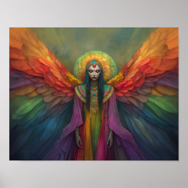 Celestial Rainbow Goddess Angel Spirit Guide Art Poster (Front)