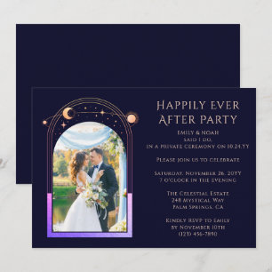 Celestial Rainbow Sun Moon Reception Invitation
