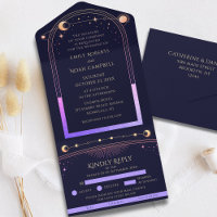 Celestial Rainbow Sun Moon Stars Navy Wedding