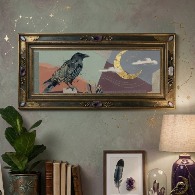 Celestial Raven Moon Art – Gothic Nature Poster (Celestial raven moon gothic art)