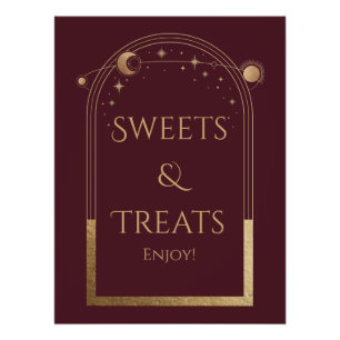 Celestial Red Gold Birthday Sweets & Treats Poster