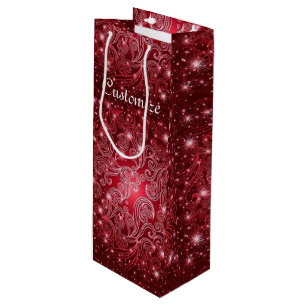 Celestial Red Swirls & Stars Wine Gift Bag