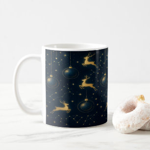 Celestial Reindeer and Golden Star Ornaments Coffee Mug