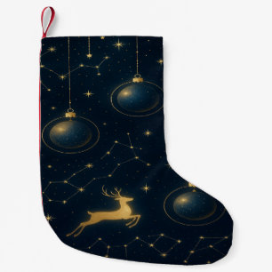 Celestial Reindeer and Golden Star Ornaments Small Christmas Stocking