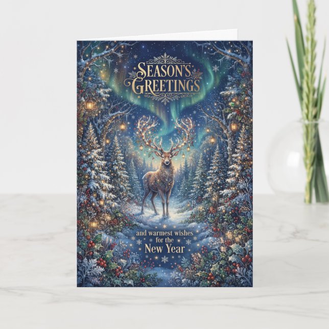 Celestial Reindeer Seasons Greetings Card (Front)